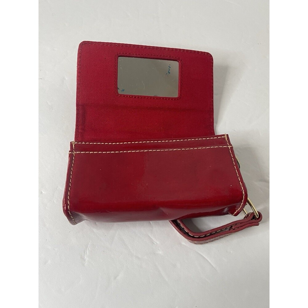 dooney and bourke red patent leather lipstick case Magnetic Snap Wristlet 5x3" - Picture 6 of 7